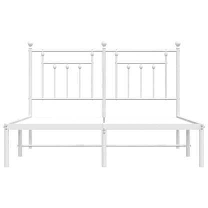 White Metal Bed Frame with Headboard 150x200cm - No Mattress Included