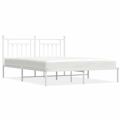 White Metal Bed Frame with Headboard 160x200cm - No Mattress