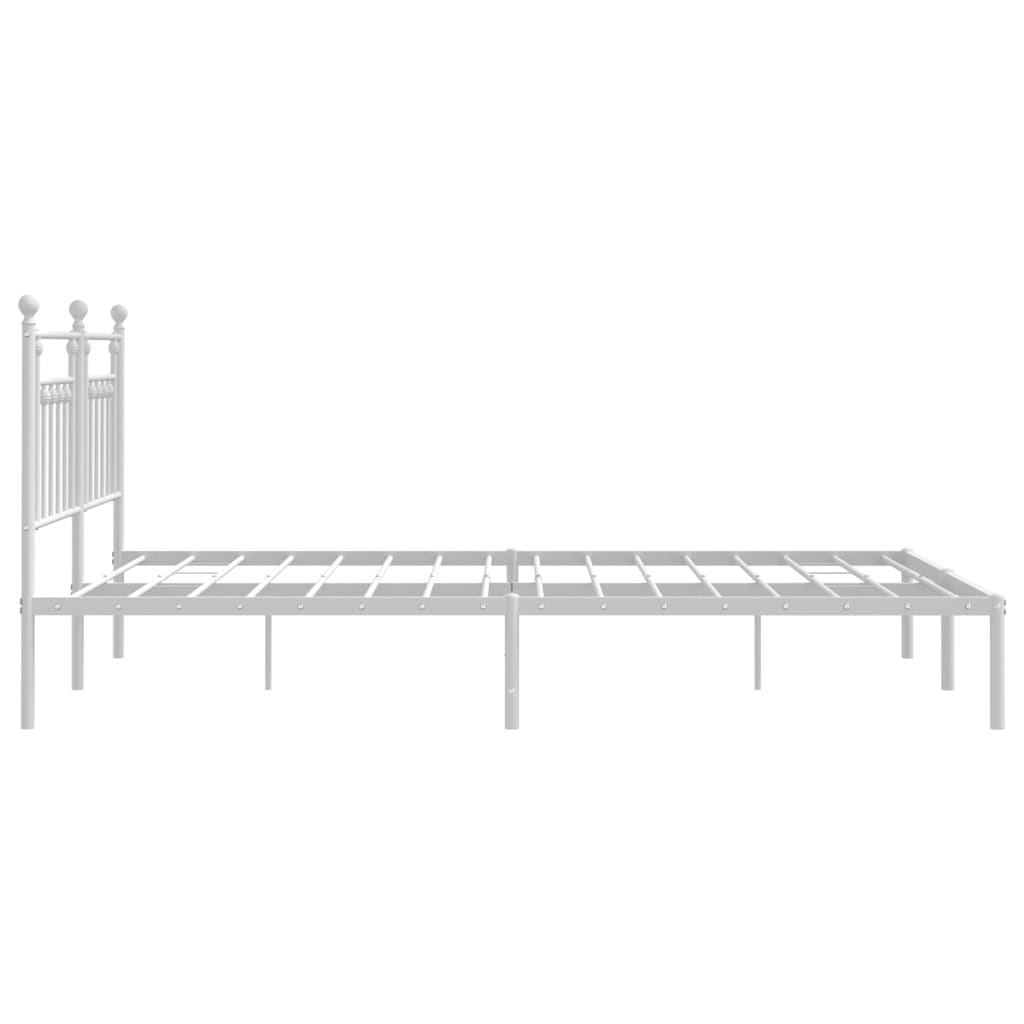 White Metal Bed Frame with Headboard 160x200cm - No Mattress