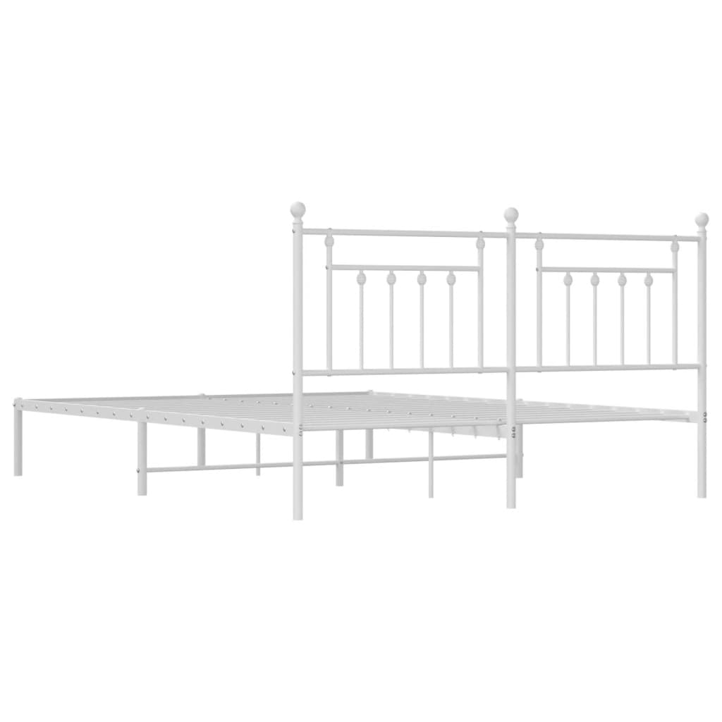 White Metal Bed Frame with Headboard, 180x200cm, Mattress Excluded