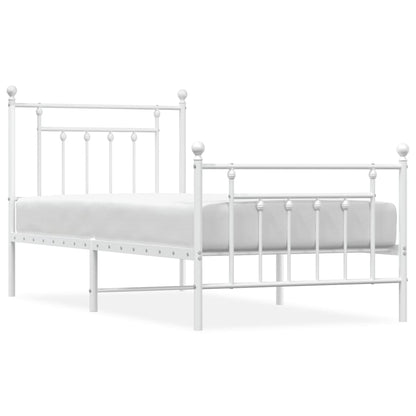 White Metal Bed Frame with Footboard, 80x200cm - Sleek & Durable