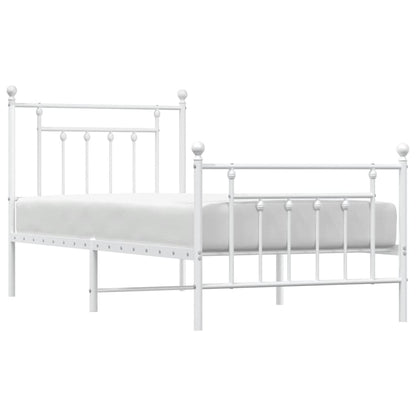 White Metal Bed Frame with Footboard, 80x200cm - Sleek & Durable