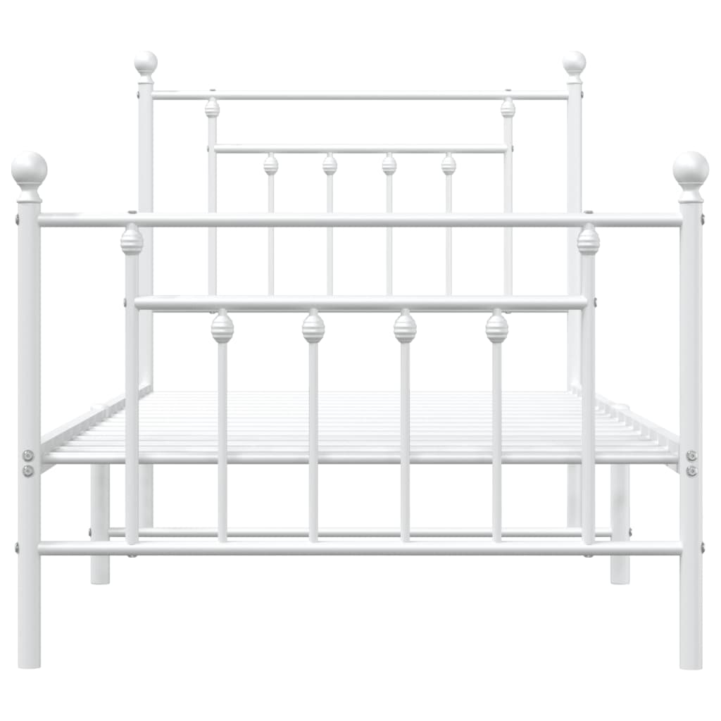 White Metal Bed Frame with Footboard, 80x200cm - Sleek & Durable