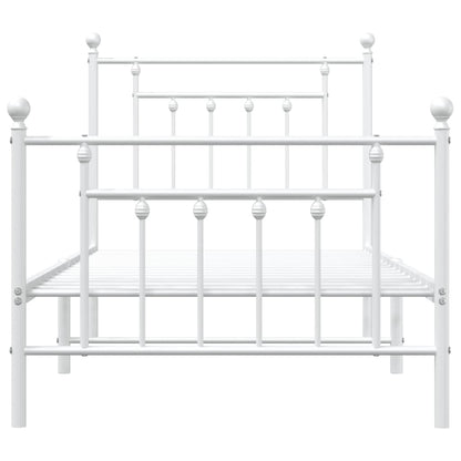White Metal Bed Frame with Footboard, 80x200cm - Sleek & Durable
