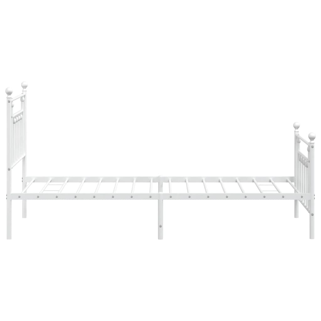 White Metal Bed Frame with Footboard, 80x200cm - Sleek & Durable