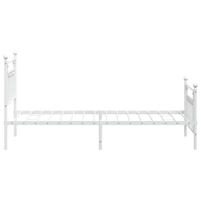 White Metal Bed Frame with Footboard, 80x200cm - Sleek & Durable