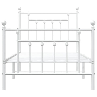 White Metal Bed Frame with Footboard, 90x190cm - No Mattress