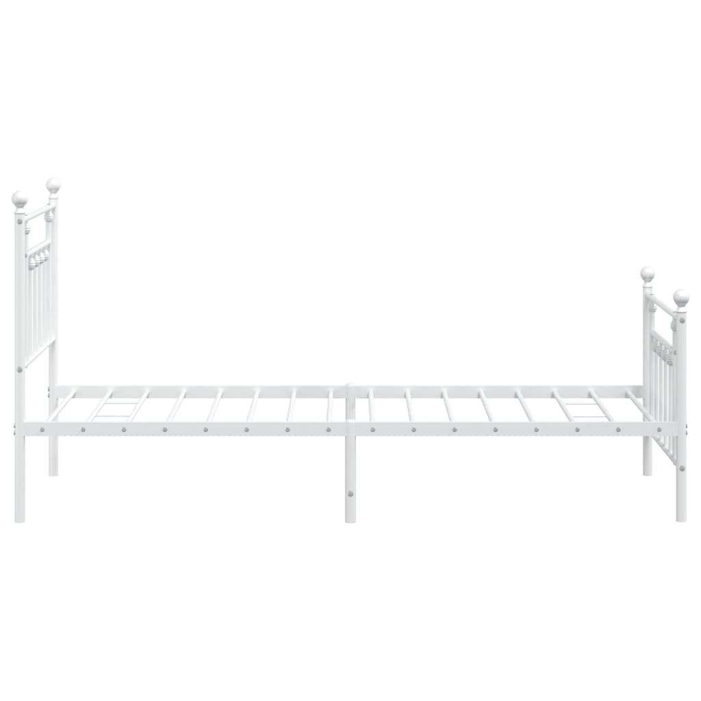 White Metal Bed Frame with Footboard, 90x190cm - No Mattress