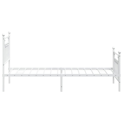 White Metal Bed Frame with Footboard, 90x190cm - No Mattress