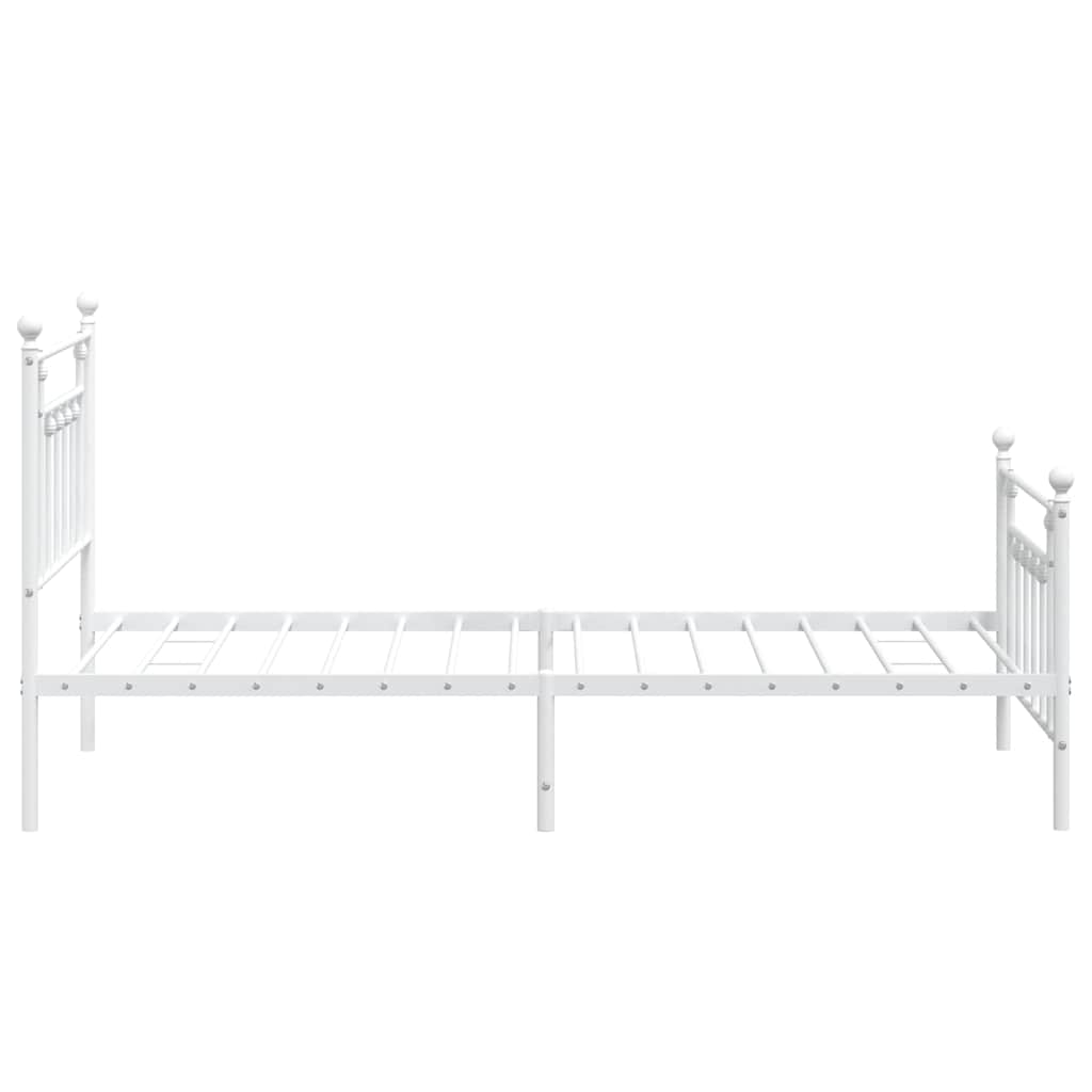 White Metal Bed Frame with Footboard, 100x190cm - No Mattress Included