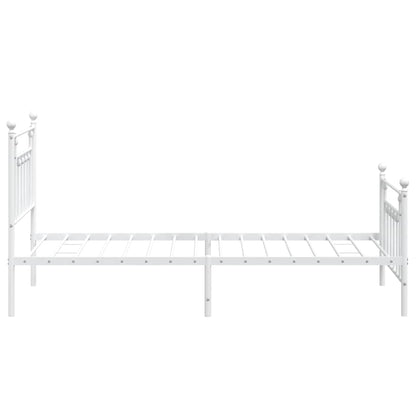 White Metal Bed Frame with Footboard, 100x190cm - No Mattress Included