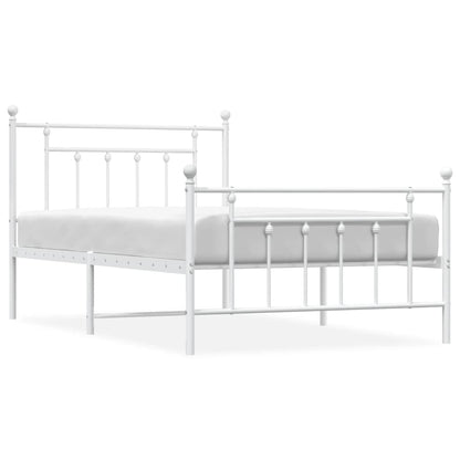 White Metal Bed Frame with Footboard - 100x200cm | No Mattress