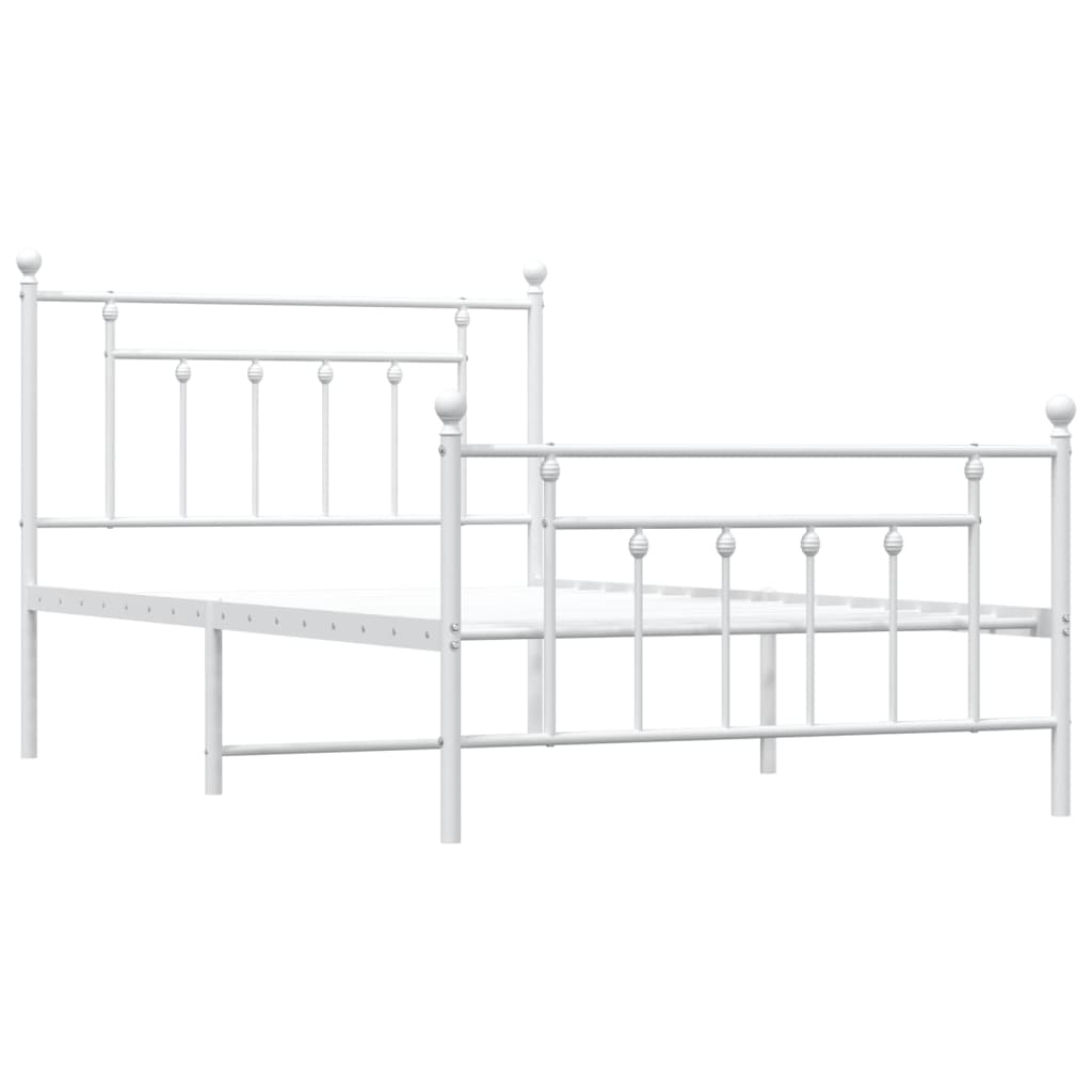 White Metal Bed Frame with Footboard - 100x200cm | No Mattress