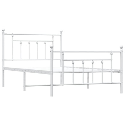 White Metal Bed Frame with Footboard - 100x200cm | No Mattress