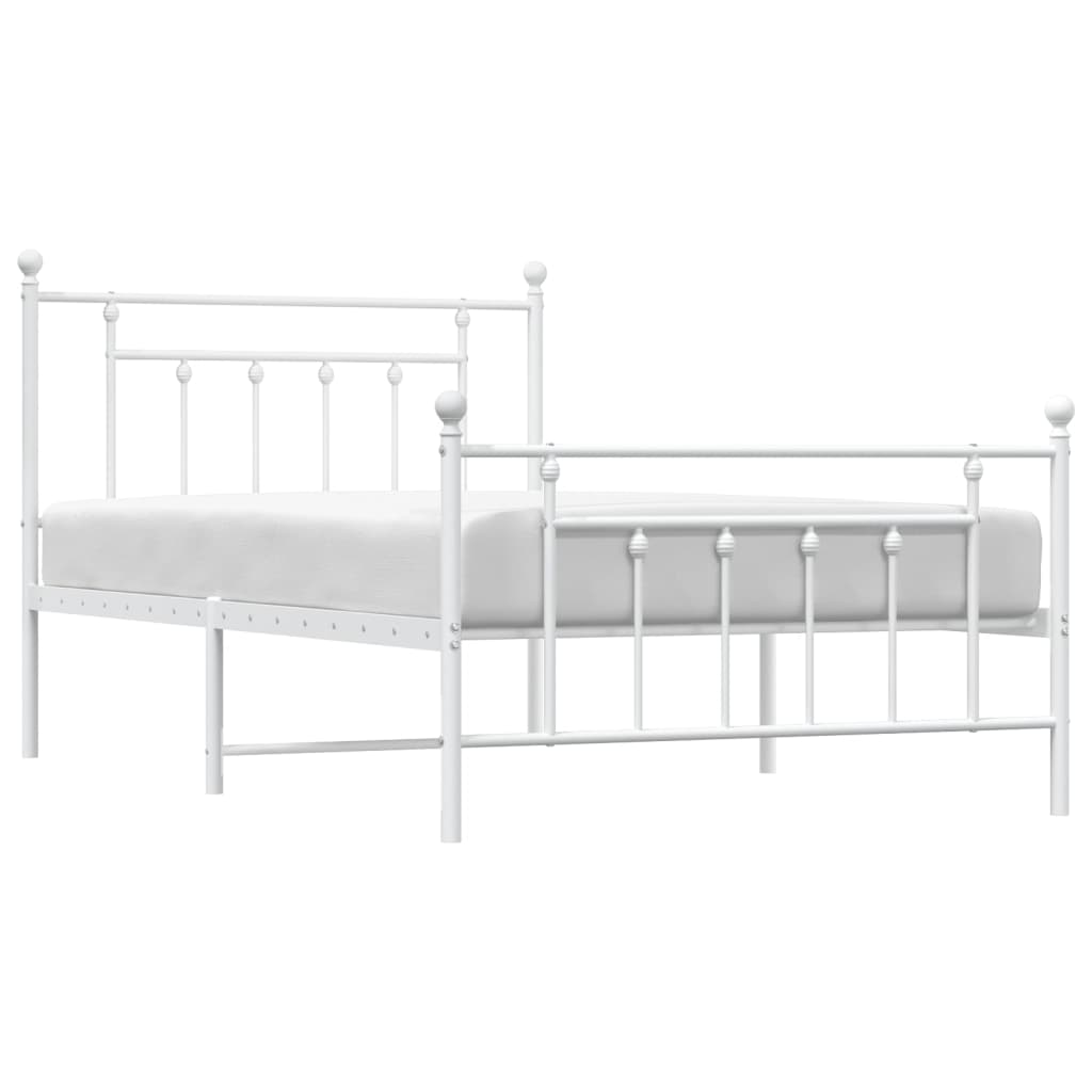 White Metal Bed Frame with Footboard - 100x200cm | No Mattress