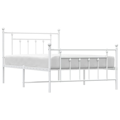 White Metal Bed Frame with Footboard - 100x200cm | No Mattress