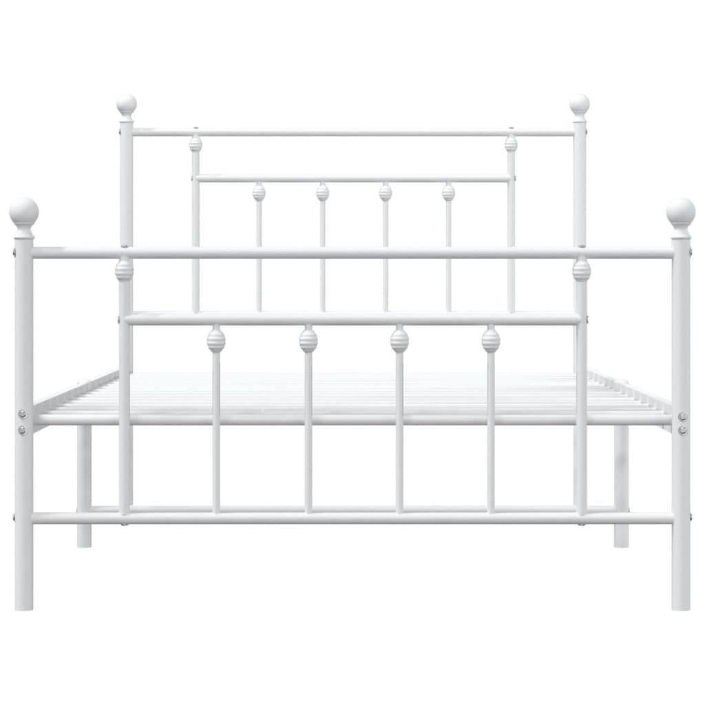 White Metal Bed Frame with Footboard - 100x200cm | No Mattress