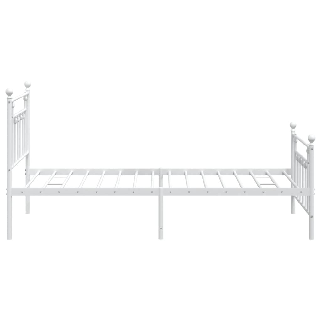 White Metal Bed Frame with Footboard - 100x200cm | No Mattress