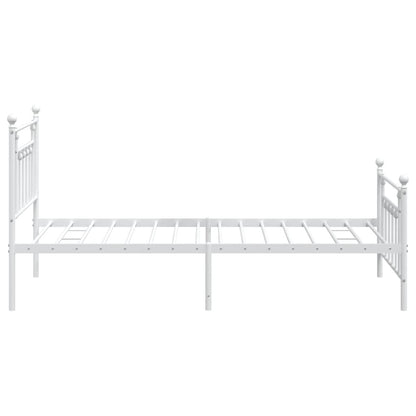 White Metal Bed Frame with Footboard - 100x200cm | No Mattress