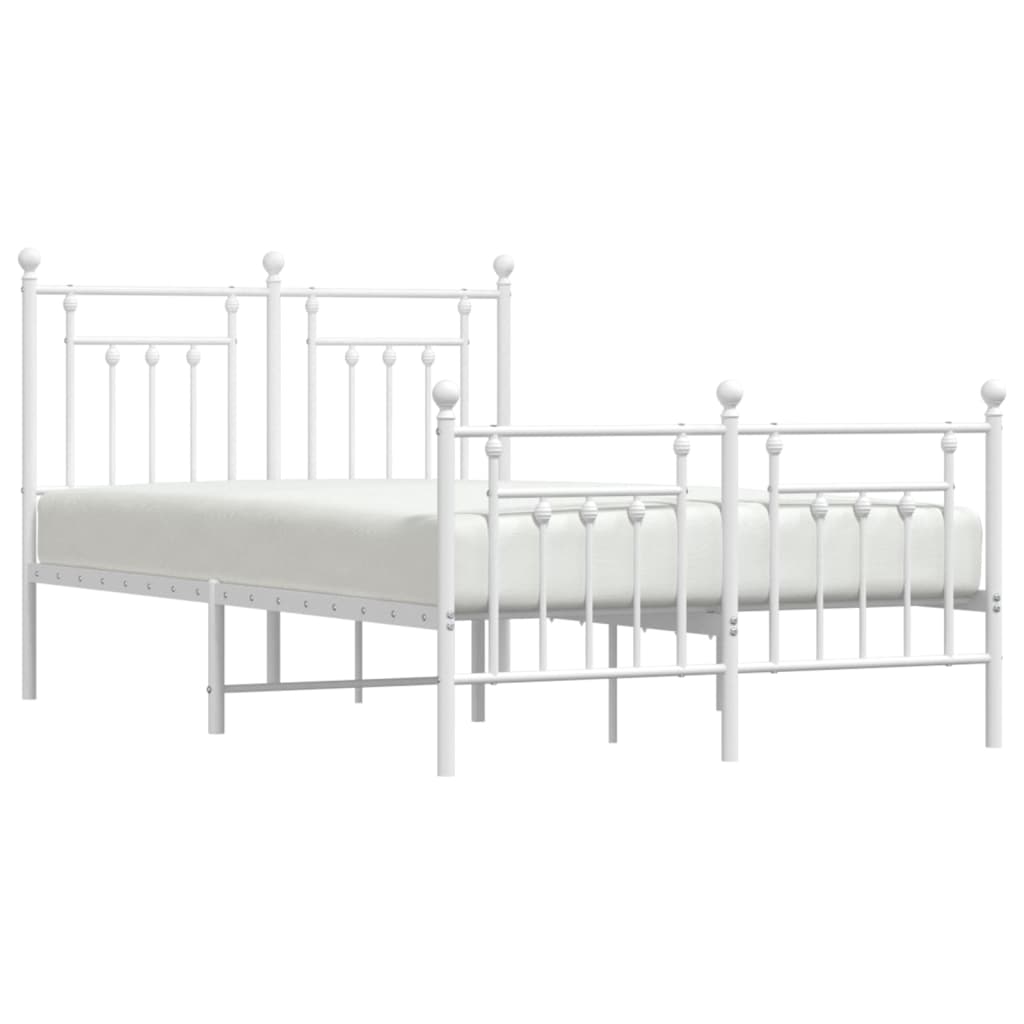 White Metal Bed Frame with Footboard - 120x190cm, Stylish & Durable