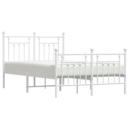 White Metal Bed Frame with Footboard - 120x190cm, Stylish & Durable