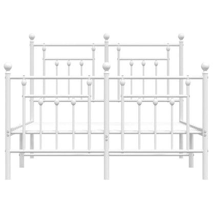 White Metal Bed Frame with Footboard - 120x190cm, Stylish & Durable