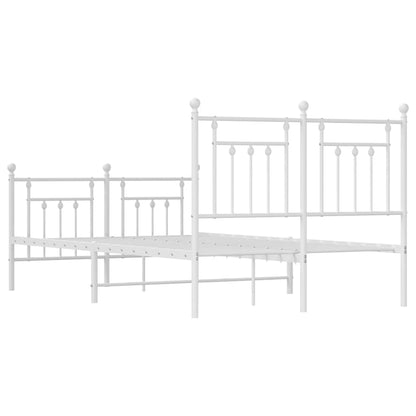 White Metal Bed Frame with Footboard - 120x190cm, Stylish & Durable