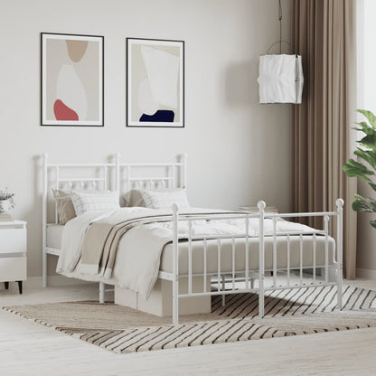 White Metal Bed Frame with Footboard - 120x190cm, Stylish & Durable