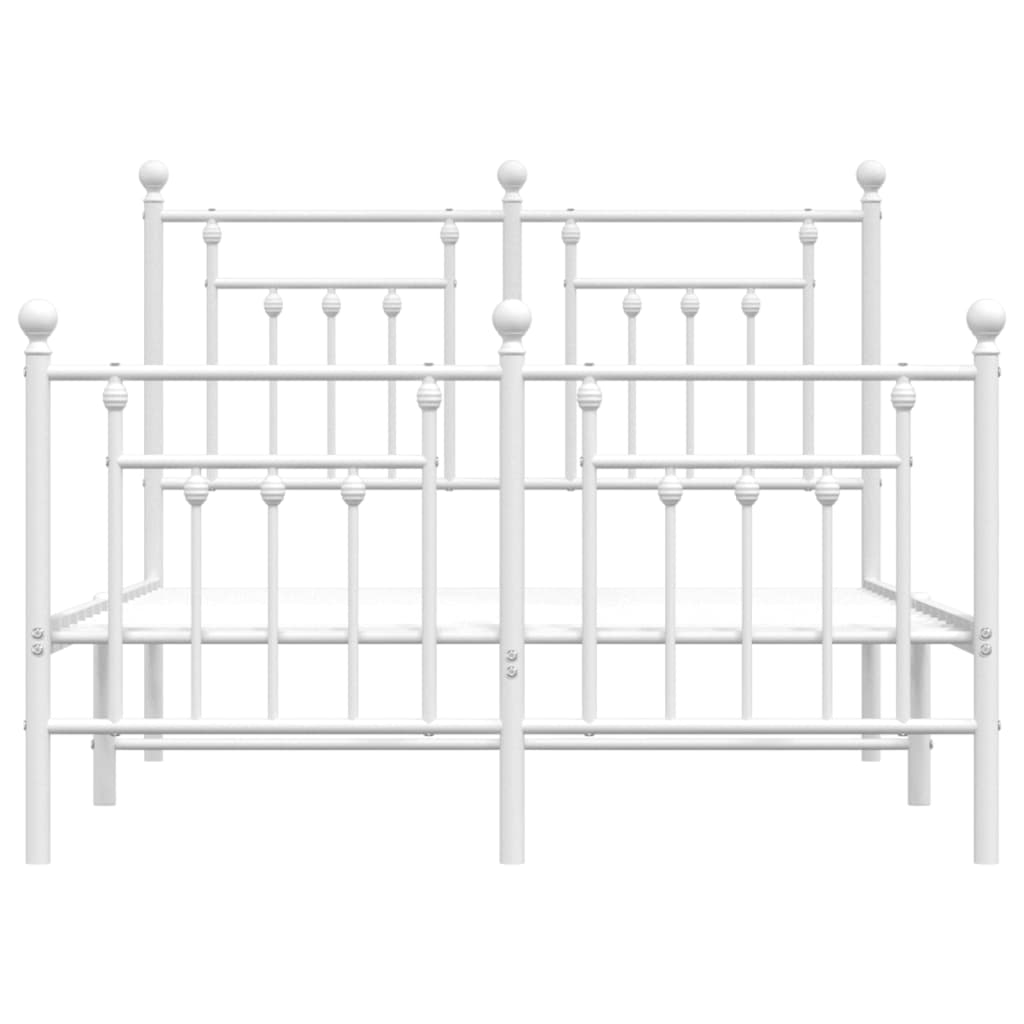 White 120x200cm Metal Bed Frame with Footboard - No Mattress Included