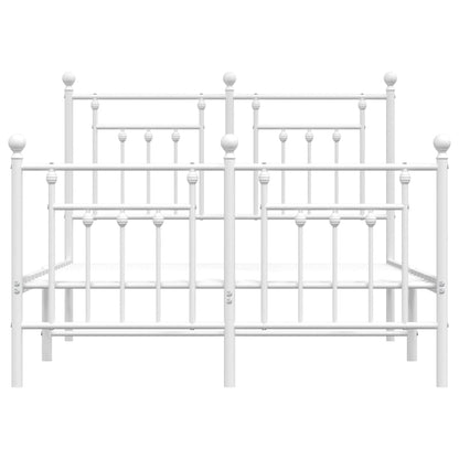 White Metal Bed Frame with Footboard 135x190cm - No Mattress Included