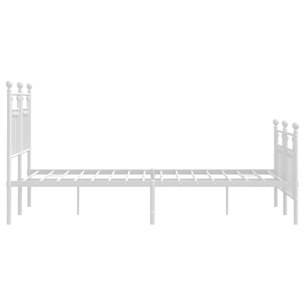 White Metal Bed Frame with Footboard 135x190cm - No Mattress Included