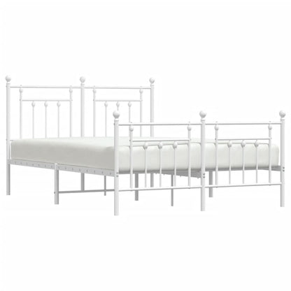 Metal Bed Frame without Mattress with Footboard White 140x190cm