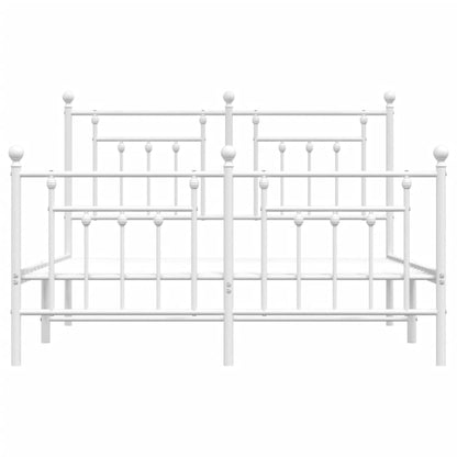 Metal Bed Frame without Mattress with Footboard White 140x190cm