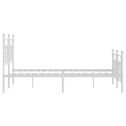 Metal Bed Frame without Mattress with Footboard White 140x190cm