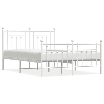 White Metal Bed Frame with Footboard 140x200cm - No Mattress