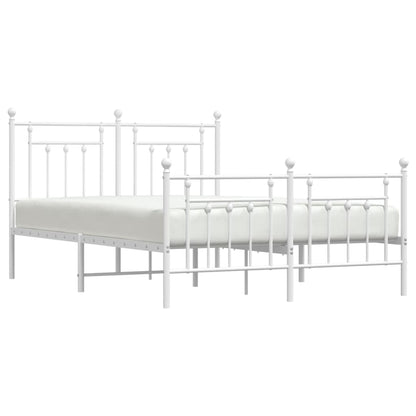 White Metal Bed Frame with Footboard 140x200cm - No Mattress