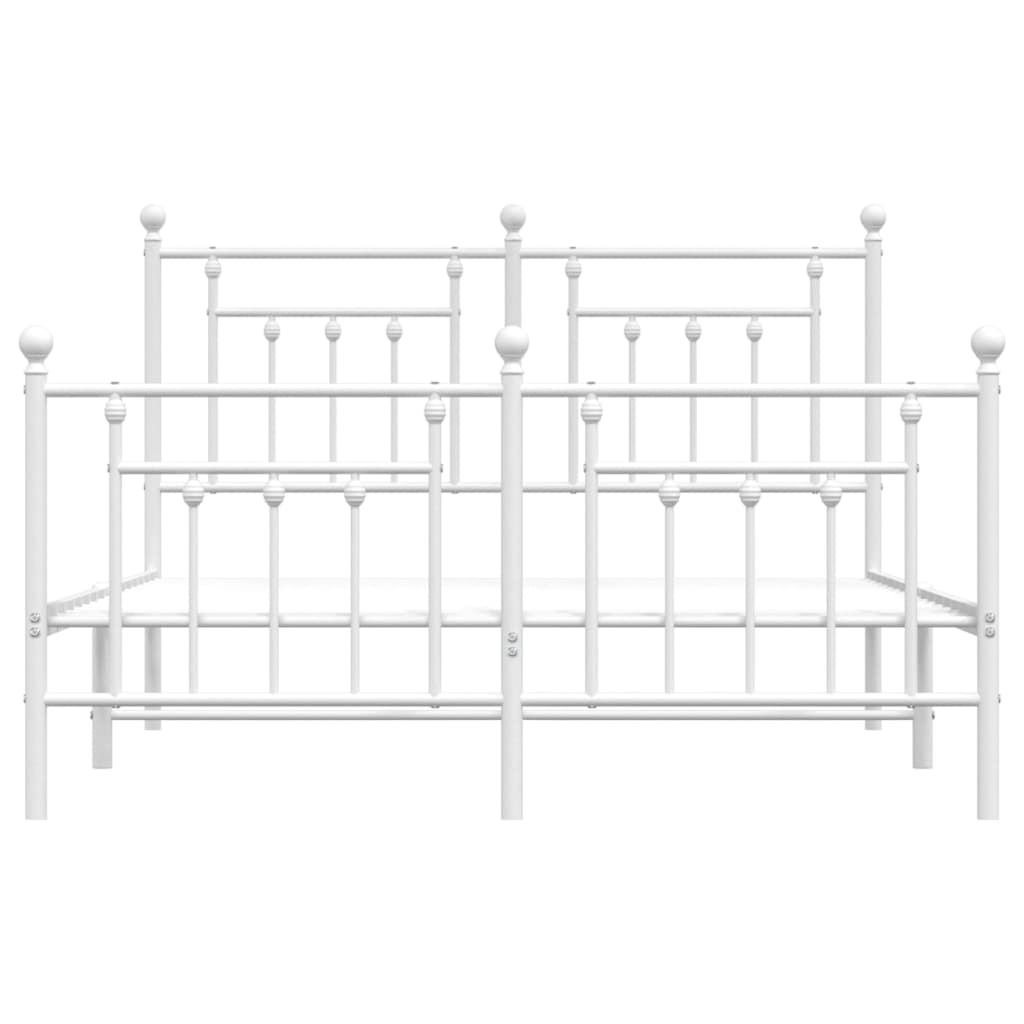 White Metal Bed Frame with Footboard 140x200cm - No Mattress