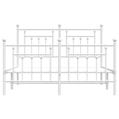 White Metal Bed Frame with Footboard 140x200cm - No Mattress