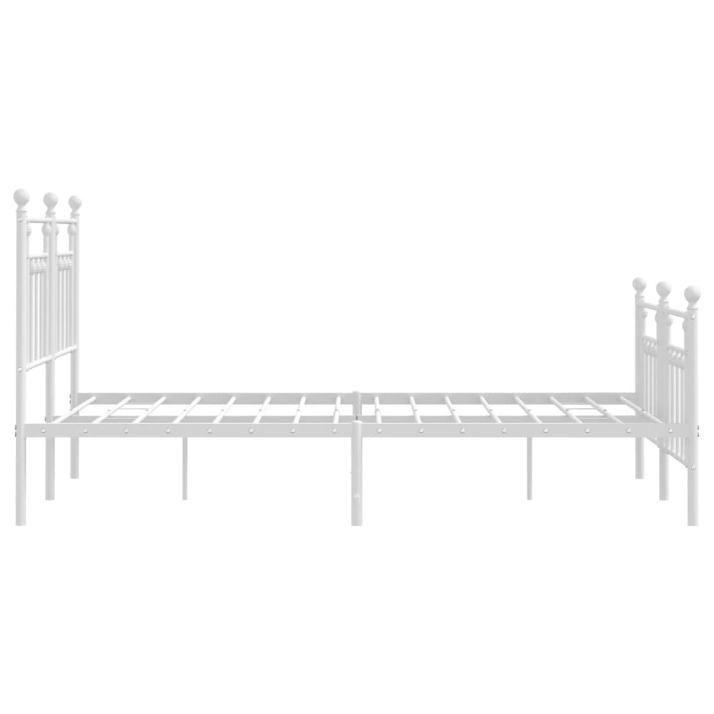 White Metal Bed Frame with Footboard 140x200cm - No Mattress