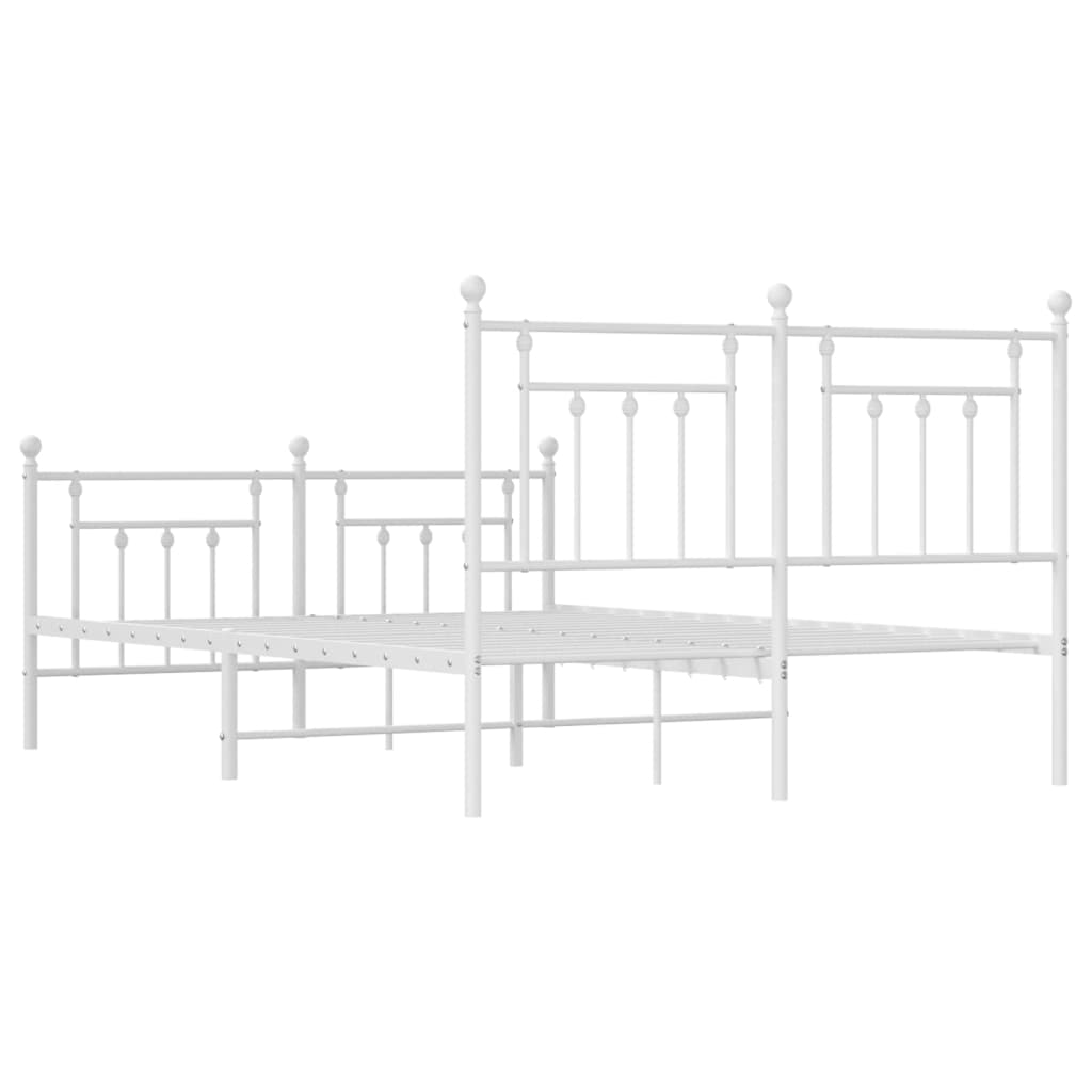 White Metal Bed Frame with Footboard 140x200cm - No Mattress