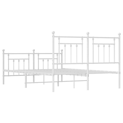 White Metal Bed Frame with Footboard 140x200cm - No Mattress