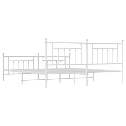 Metal Bed Frame without Mattress with Footboard White 200x200cm