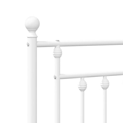 Metal Bed Frame without Mattress with Footboard White 200x200cm