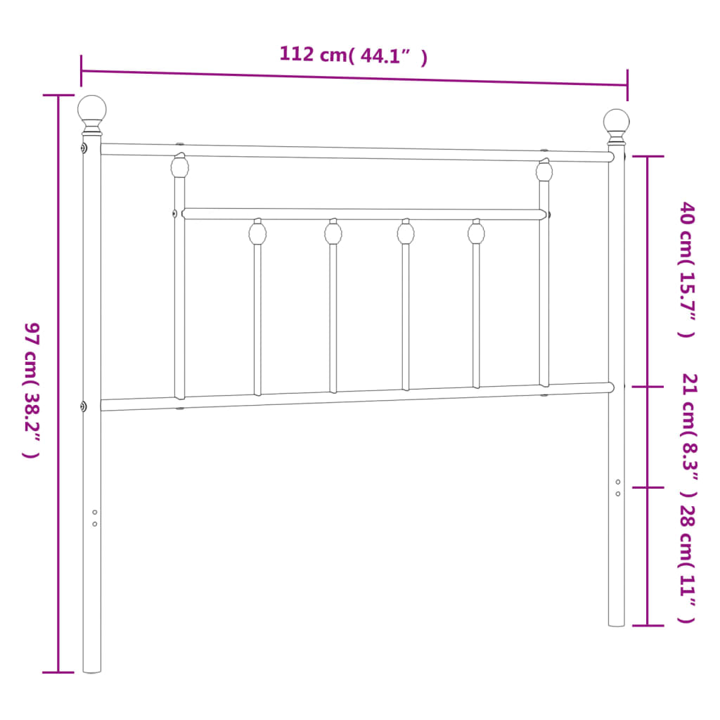 Elegant White Metal Headboard - 107 cm Bedroom Essential