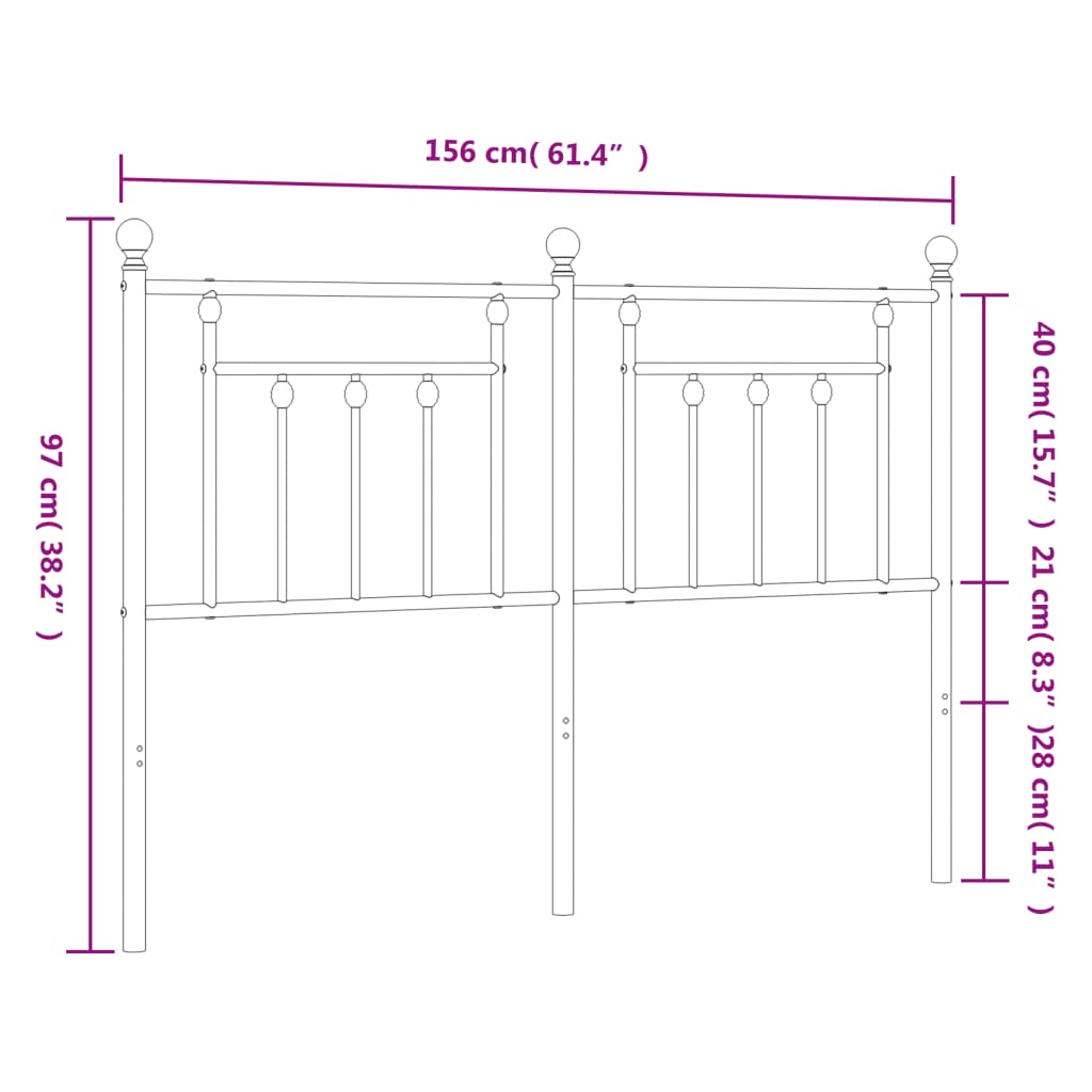 Elegant White Metal Headboard - 150 cm for Stylish Bedroom Décor