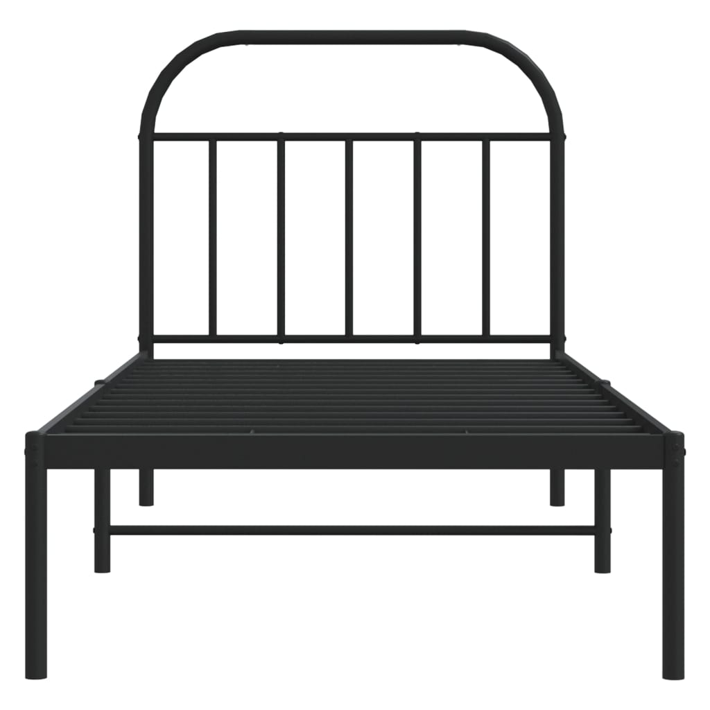 Black Metal Bed Frame with Headboard, 80x200cm (Mattress Not Included)