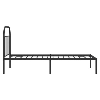 Black Metal Bed Frame with Headboard, 80x200cm (Mattress Not Included)