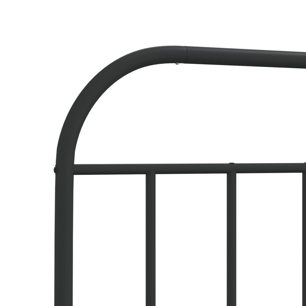 Black Metal Bed Frame with Headboard, 80x200cm (Mattress Not Included)