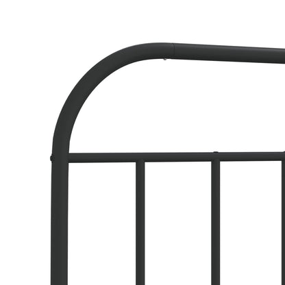 Sleek Black Metal Bed Frame With Headboard - 90x200cm