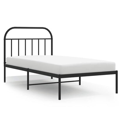 Black Metal Bed Frame with Headboard 100x200cm - No Mattress